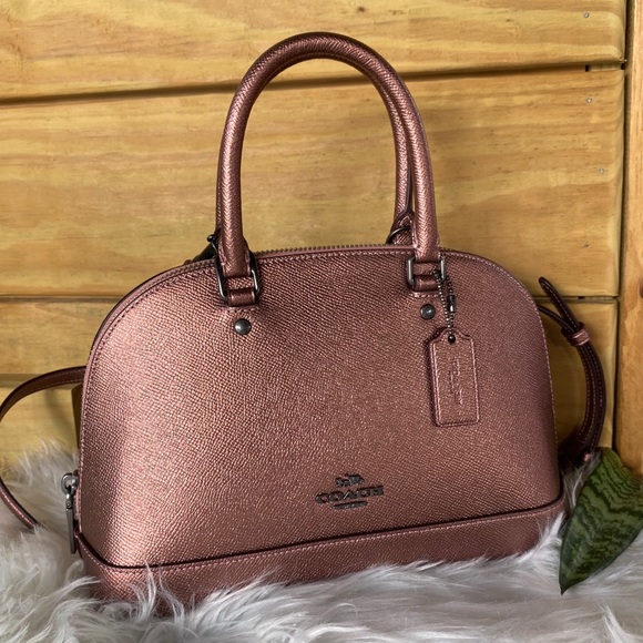 Coach Handbags - Coach | Dark Blush Metallic Mini Satchel 👛